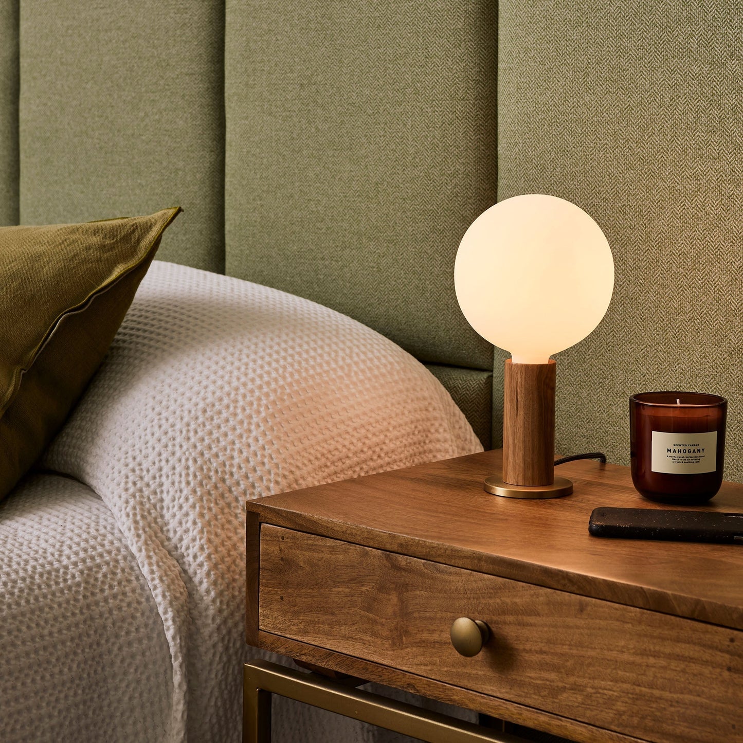 Knuckle Table Lamp in Walnut + Sphere IV - Set of 2