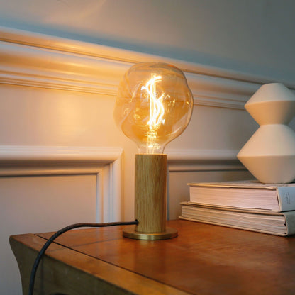 Knuckle Table Lamp in Oak + Voronoi I - Set of 2