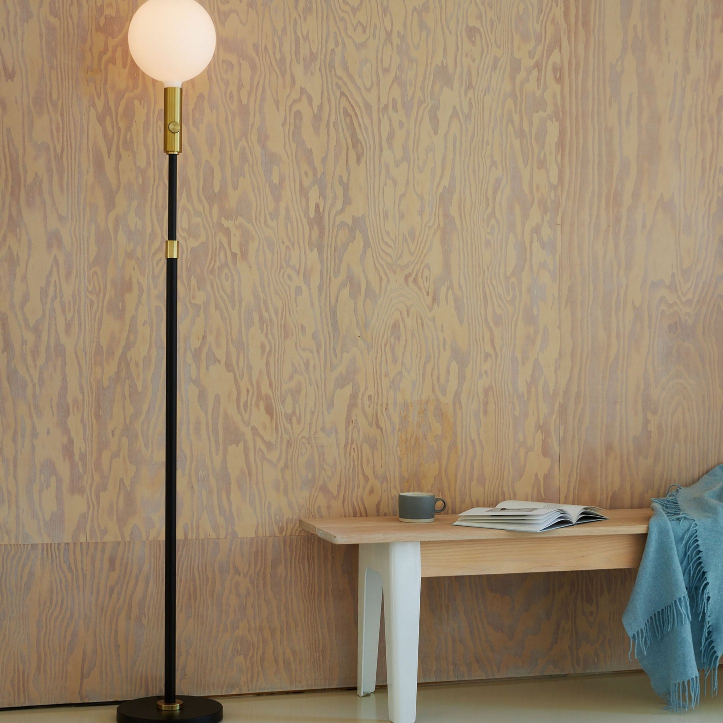 Poise Adjustable Floor Lamp in Brass + Sphere V